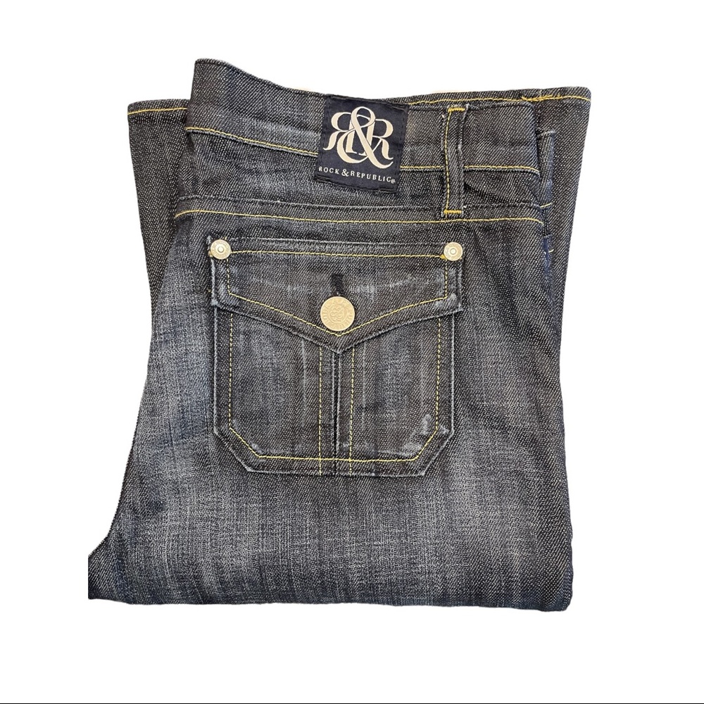 Vintage Rock-&-Republic - Size 31 - High-Rise - Boot-Cut Jeans. Cut #002780